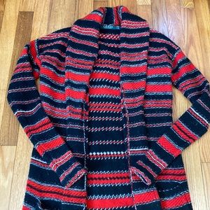 Ralph Lauren Black and Red Striped Coatigan